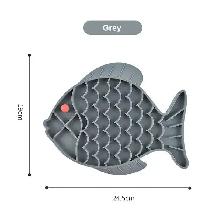 Silicone lick mat for dogs in blue, green, or grey, 24.5 x 19 cm, slow feeder tray