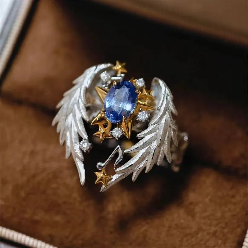 Angel Wings geometric open mouth adjustable alloy ring in American Code No. 8 colour