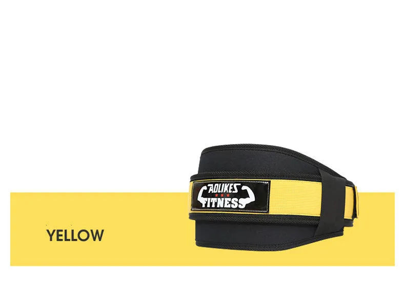 Nylon fitness weightlifting waistband with hook and loop closure in black, red and yellow colour options