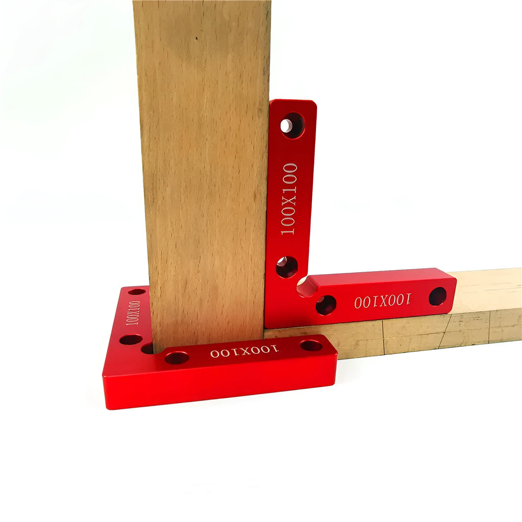Aluminium alloy right angle woodworking positioning block with measurement scales