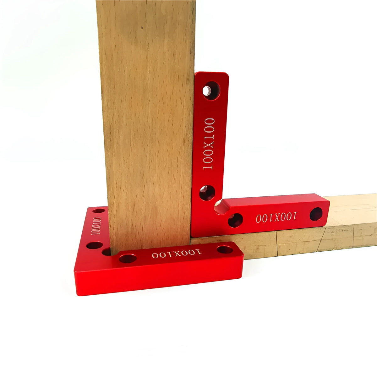 Aluminium alloy right angle woodworking positioning block with measurement scales