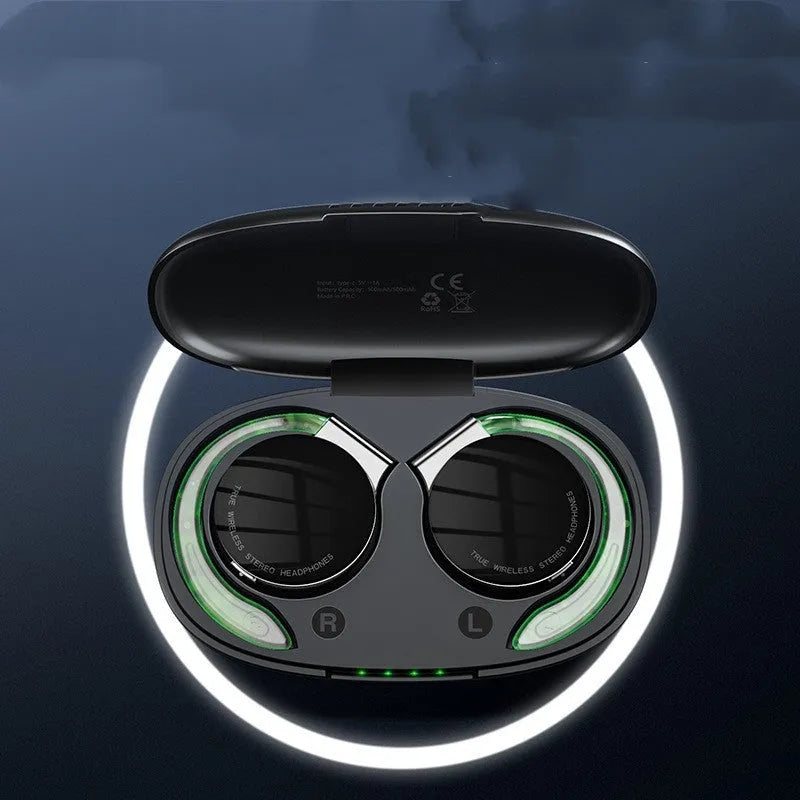 Black and white wireless Bluetooth sports earphones with ear plug design shown on a plain background.