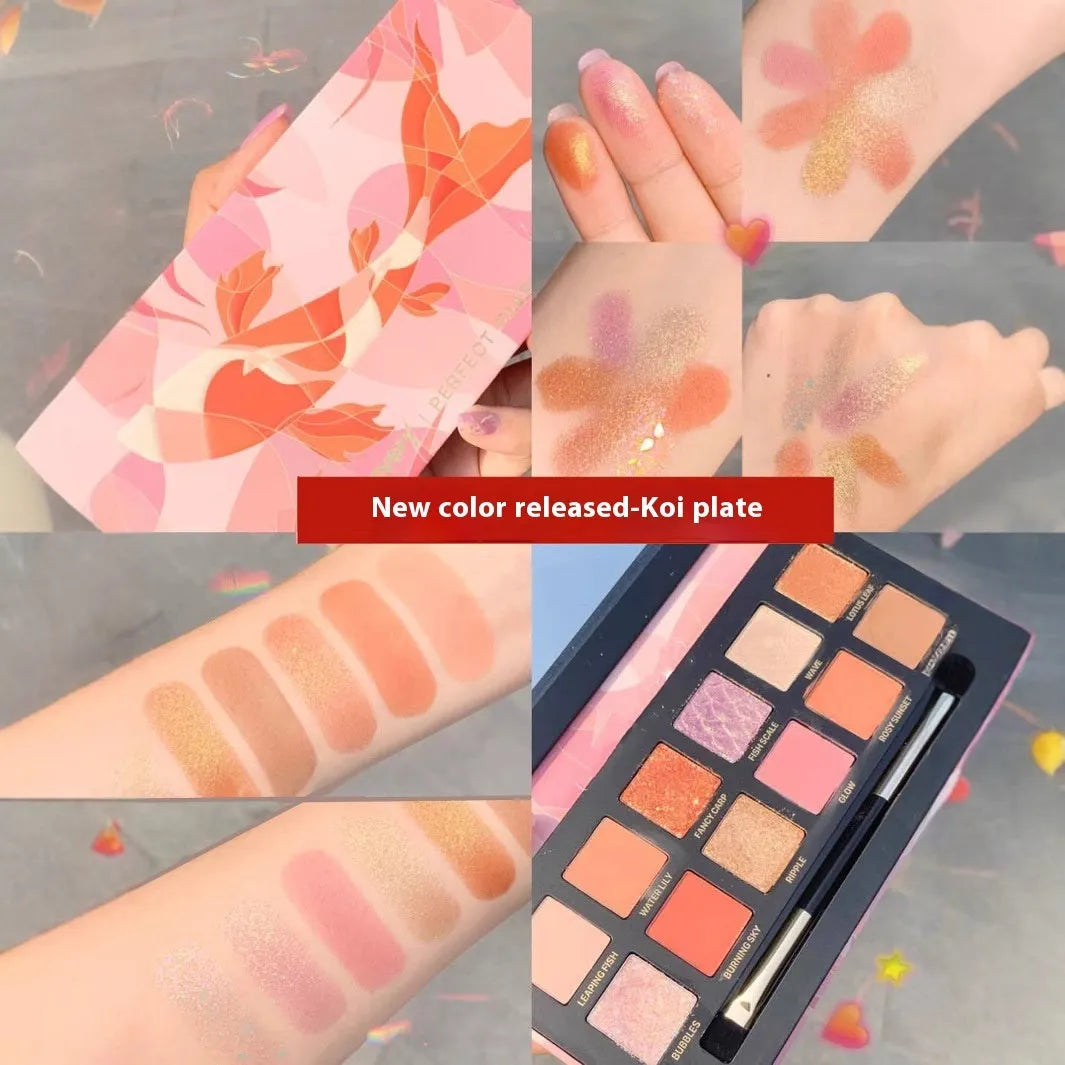 Explorer twelve-colour animal-themed pressed powder eyeshadow palette open showing matte and shimmer shades