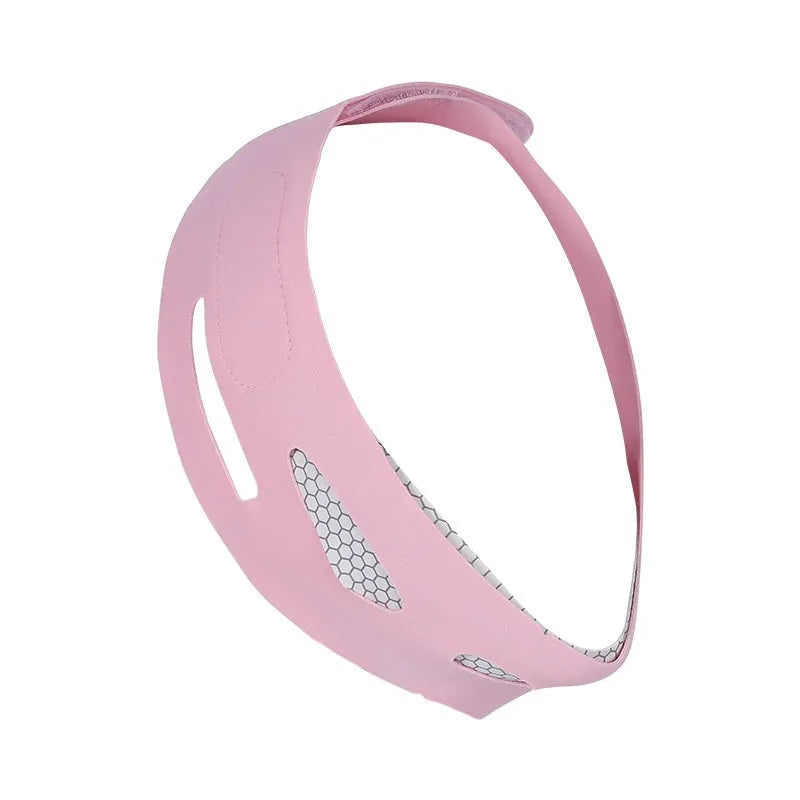 Pink elastic V face bandage for facial contour support and skin tightening applications