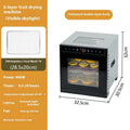 Stainless steel fruit dehydrator with multiple drying trays and LED control panel