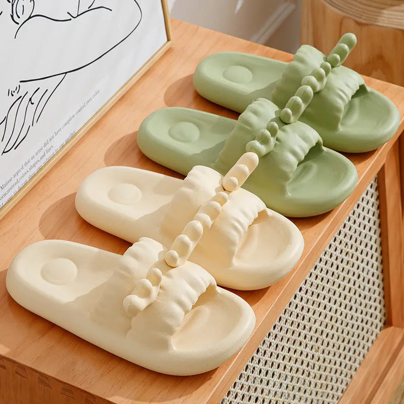 Deer horn style EVA flip flop slippers in light colour with hollow out design