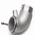 Aluminium alloy 90-degree turbine tube elbow connector for automotive lateral engine positioning