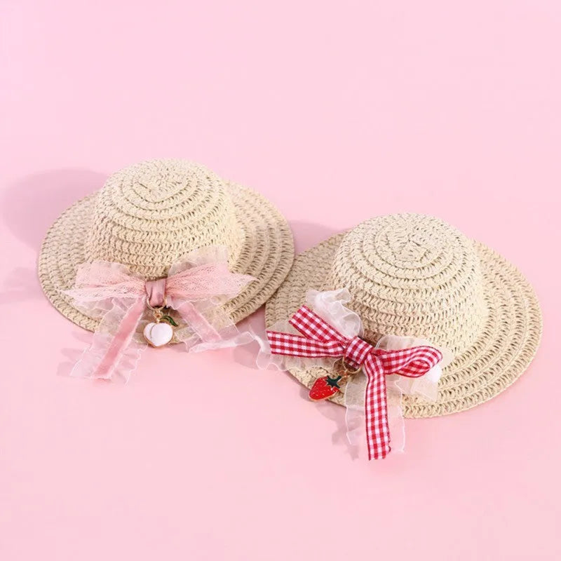 Handmade paper pet hat with adjustable bowknot for dogs and cats in cartoon style
