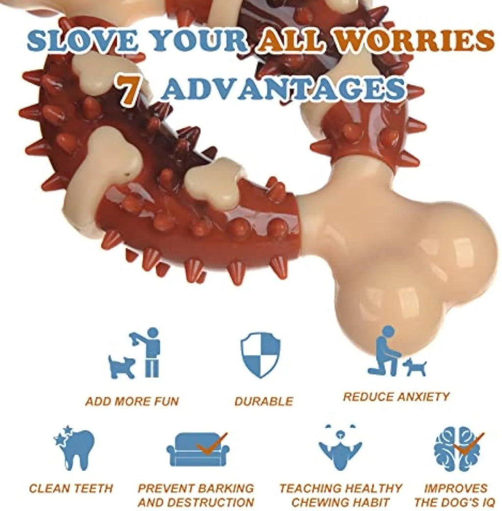 Natural rubber bone-shaped dog chew toy for dental health and anxiety relief