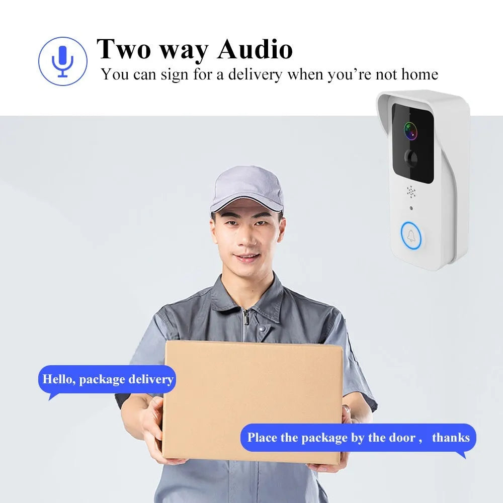 Smart home visual doorbell with HD video, wireless battery power, and smartphone notifications
