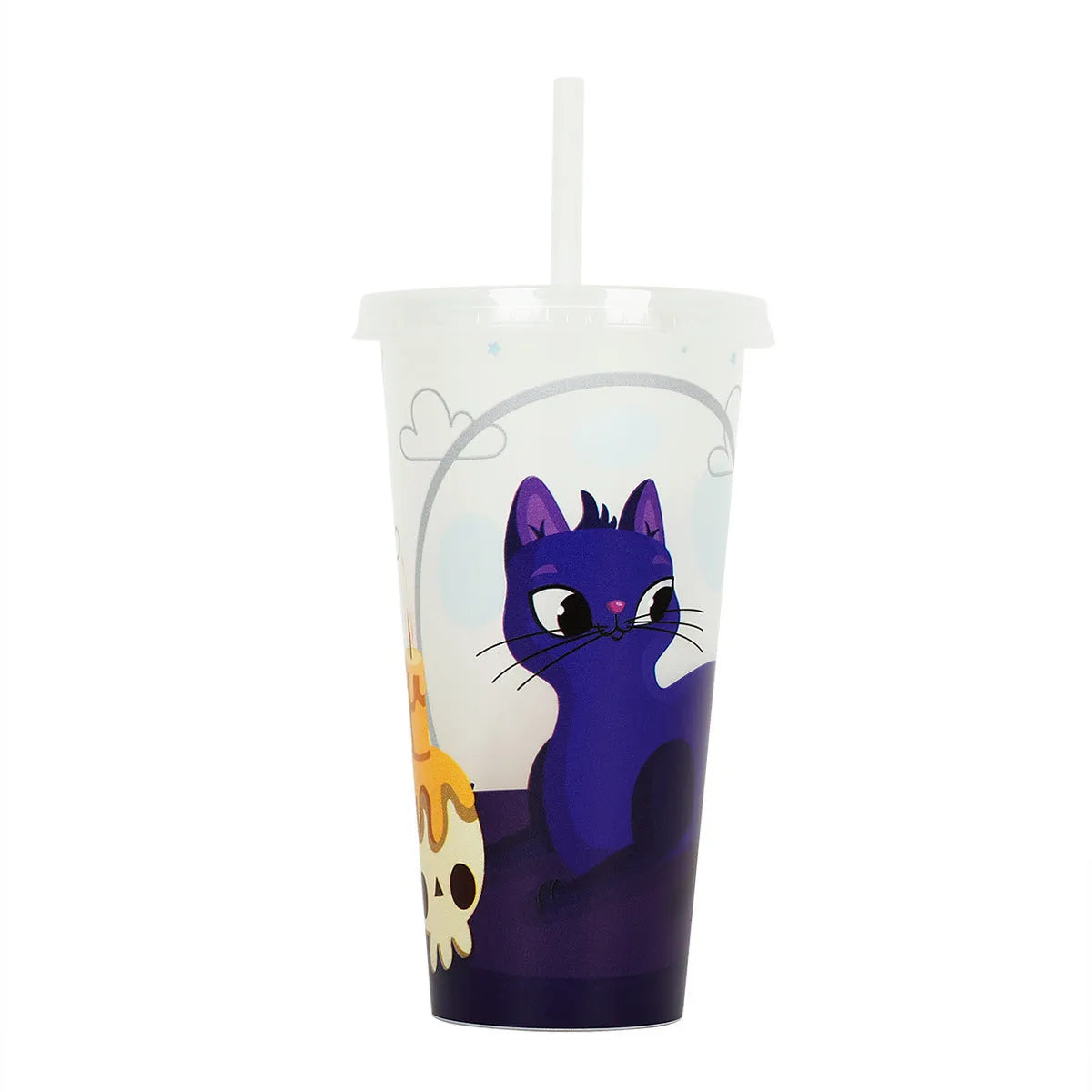 720ml Halloween luminous straw cup in PP plastic with six color options