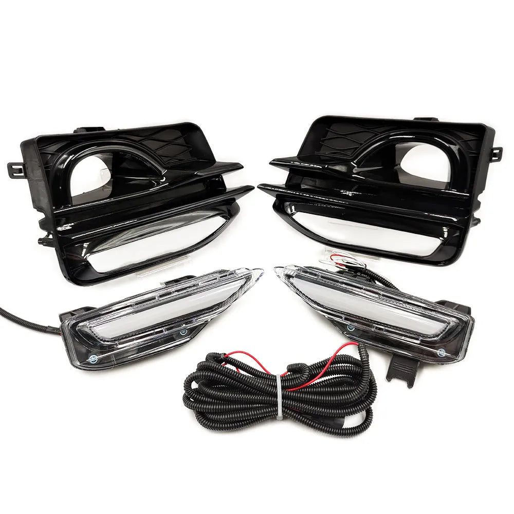 Infiniti Q50 Q70 front bumper LED daytime running and fog light replacement kit with ABS housing