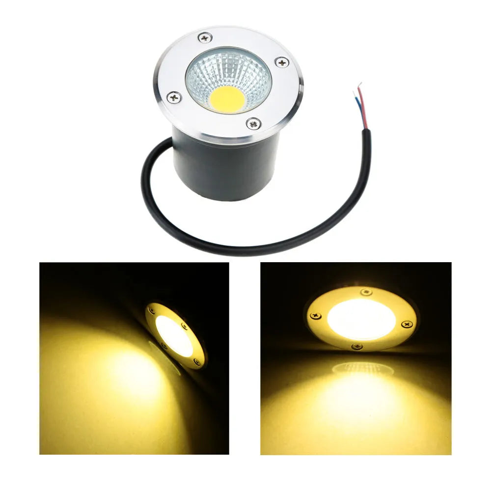 Round stainless steel LED COB underground light with tempered glass for outdoor garden pathway