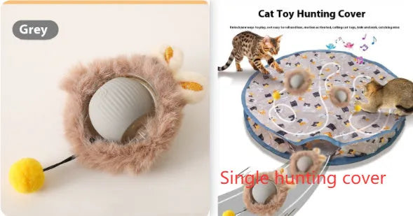 Silicone cat rolling ball toy in three colour options for self-play and feline entertainment