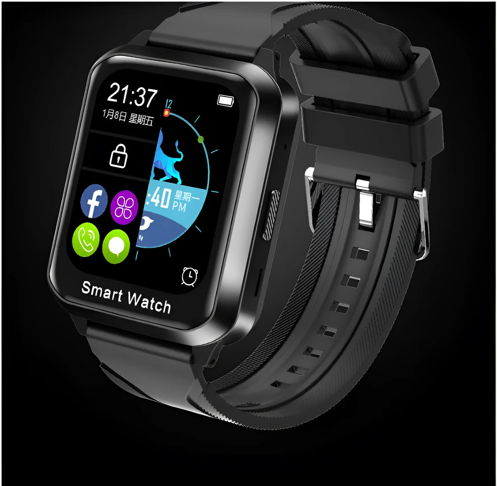 Bluetooth smart bracelet with 1.78-inch touchscreen display on silicone wristband in black colour
