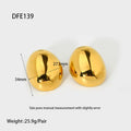 Geometric stainless steel ear studs with gold plating and glazed surface in DFE139 colour