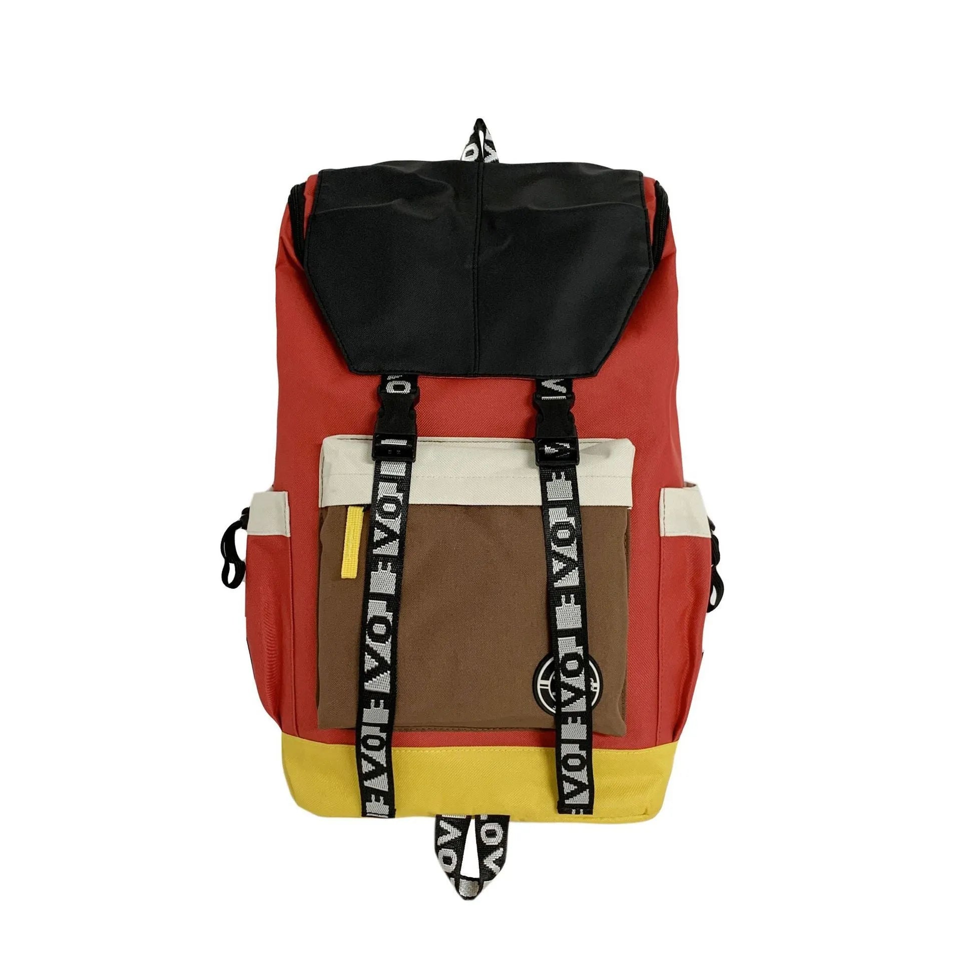 Oxford cloth backpack for junior high students in black, green or red with three carrying options.