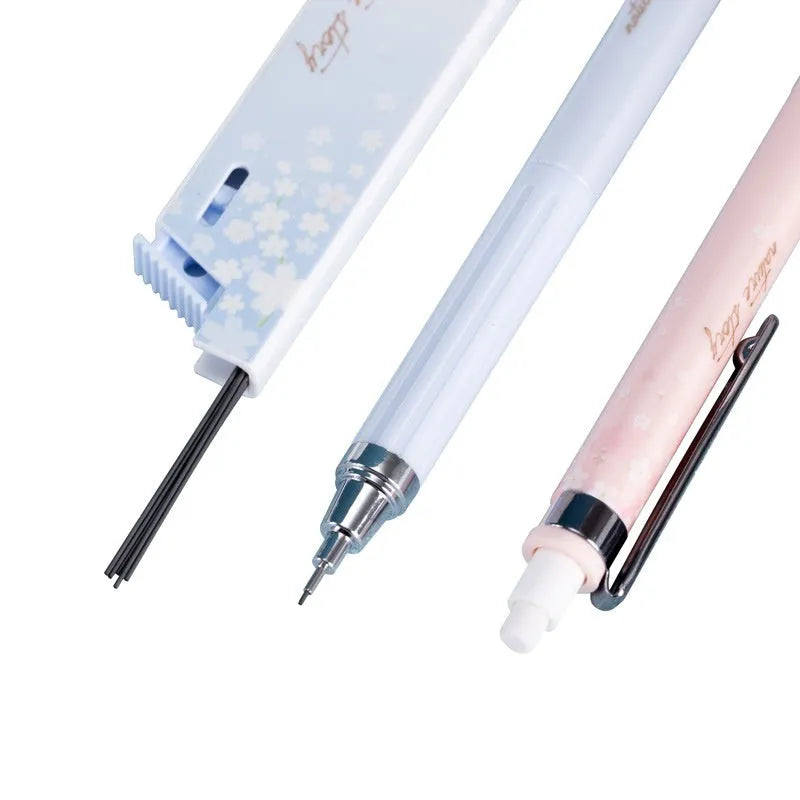 Cartoon automatic pencil set with 0.5mm HB lead and three refill boxes