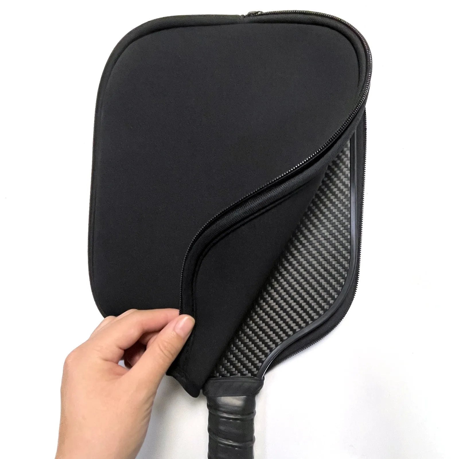 Black neoprene table tennis racket protective sleeve for equipment protection