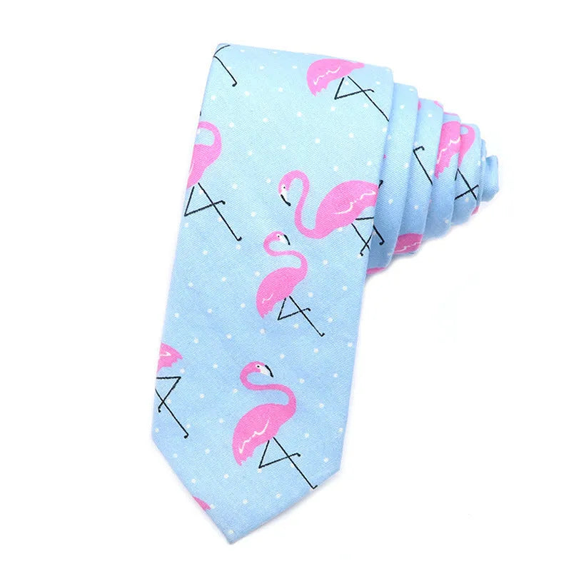 Narrow Korean-style cotton bow tie featuring a colourful cartoon print pattern.