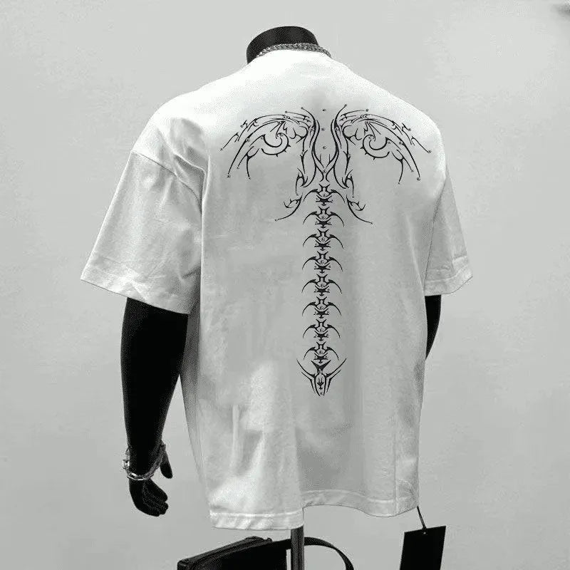 Men's loose fit cotton T-shirt in black and white colours with printing design