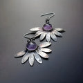Purple resin bohemian plant flower earrings with alloy animal zodiac modelling in retro style