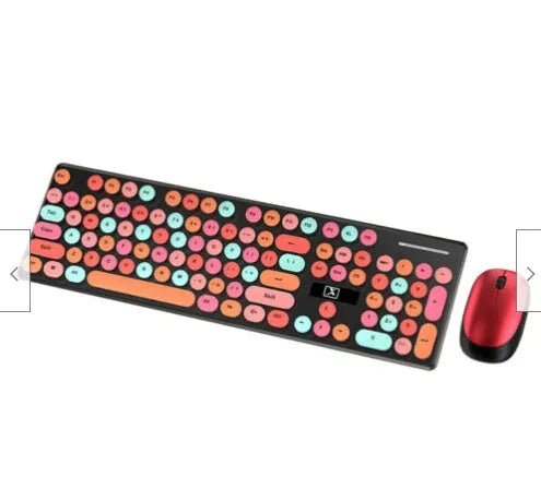 Wireless keyboard and mouse set in vibrant yellow mixed colour with backlight illumination