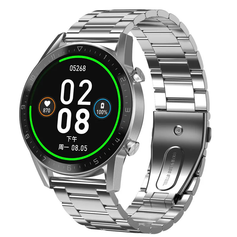 Smart sports watch with 1.3-inch IPS touchscreen display showing fitness metrics
