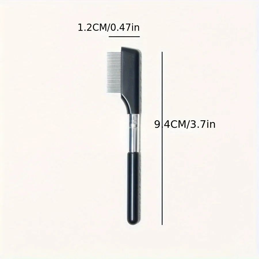 Black pet grooming brush with dual heads: soft bristles for eye cleaning and comb for hair removal