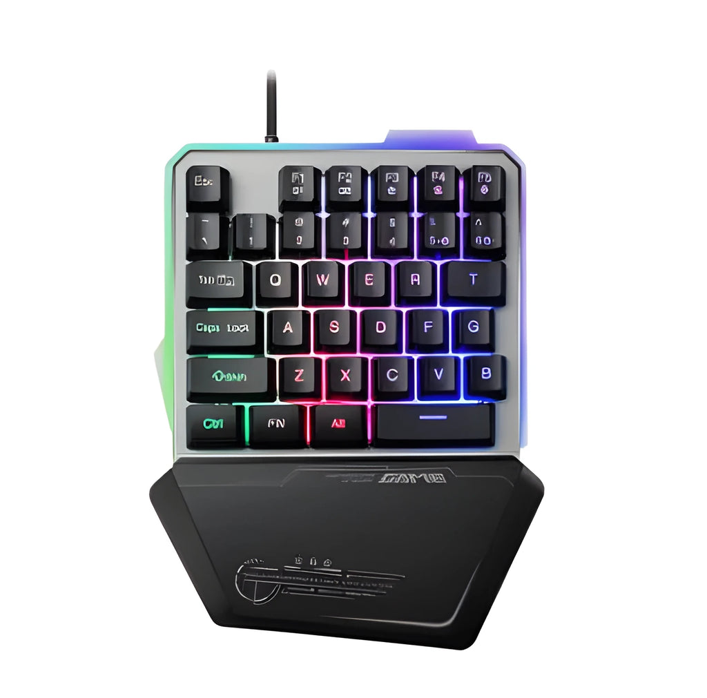 G40 Flow Colour black one-handed mechanical keyboard with RGB backlighting and USB cable