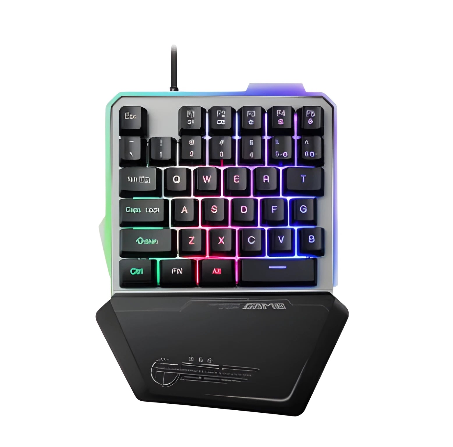 G40 Flow Colour black one-handed mechanical keyboard with RGB backlighting and USB cable