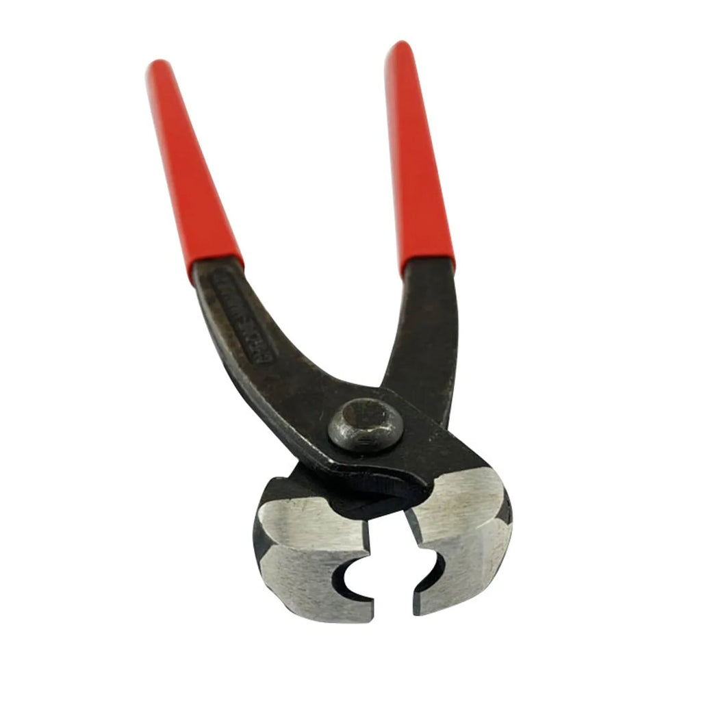Red PEX single ear clamp set with metal construction and carbon steel cutting edge