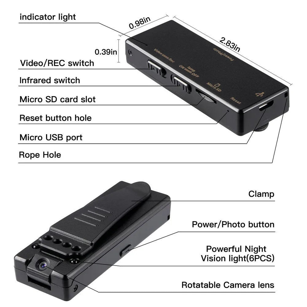 Black 1080p HD home security camera with night vision and motion detection