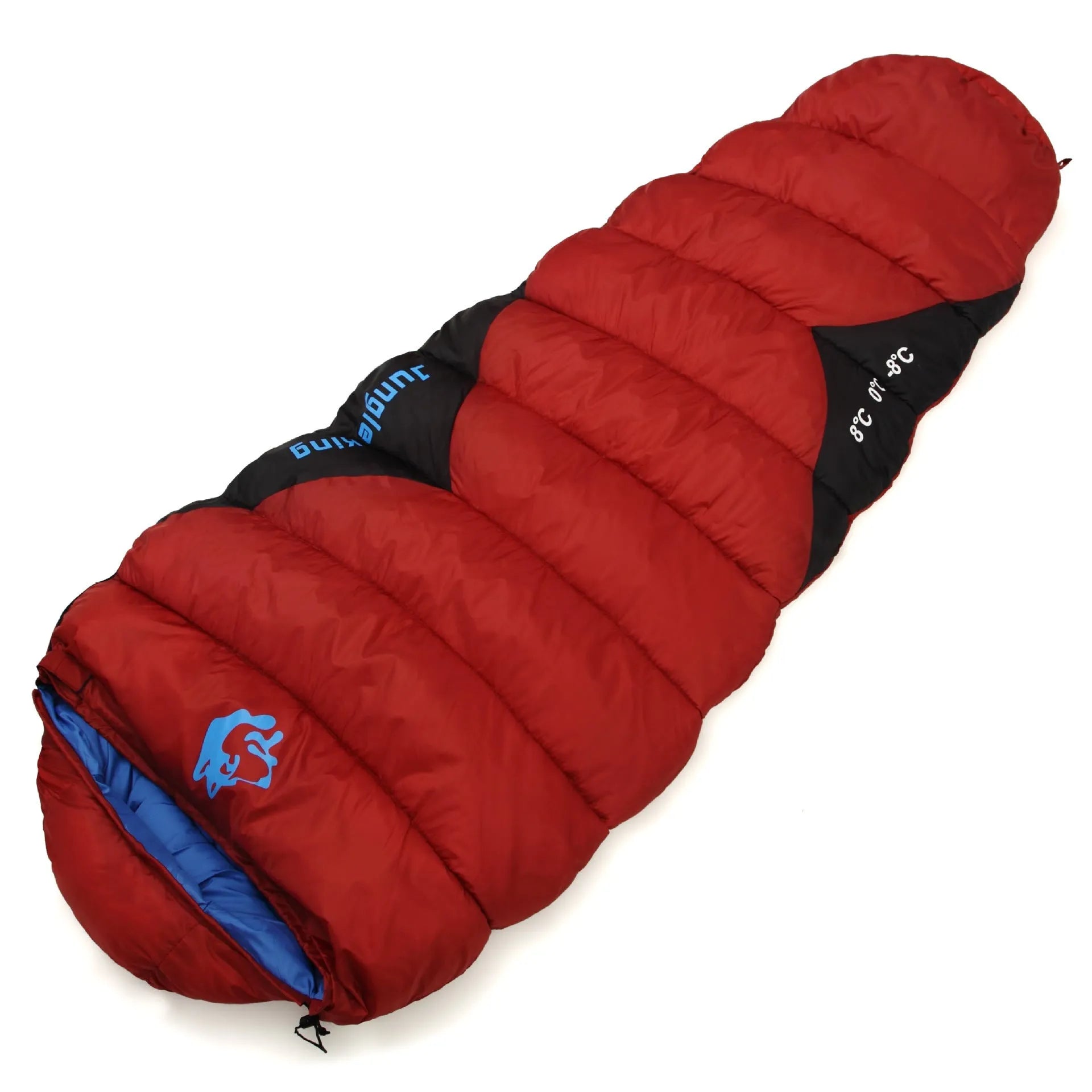 Cotton camping sleeping bag with compression sack in Army Green colour.