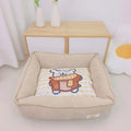 Cotton pet winter nest for dogs and cats in light blue colour with velvet lining
