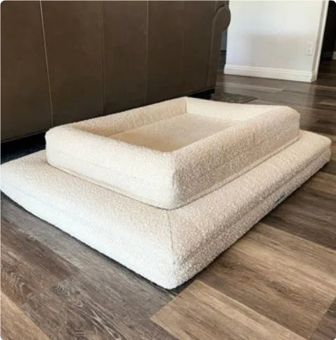 Rectangular pet sofa bed in cloth for dogs, shown as a thickened mattress pet mat with sizes S to XL
