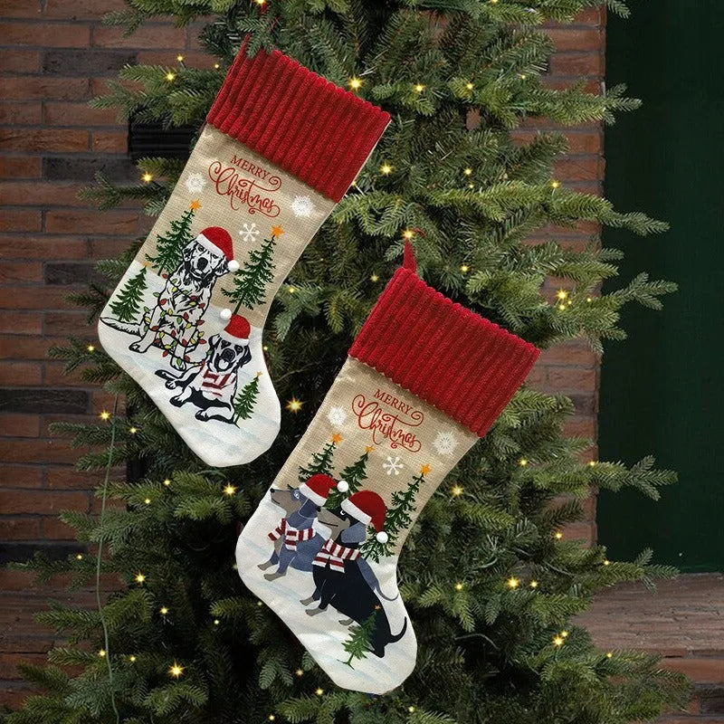 Cloth Christmas tree pendant gift bag with rustic American pastoral design