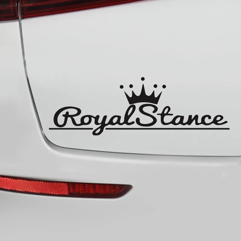 Reflective crown car sticker on vehicle window showing colourful PET vinyl with 30cm dimensions