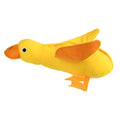 Yellow plush duck dog toy with a treat compartment and built-in sound module for training and enrichment.