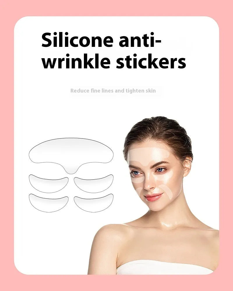 Silicone anti-wrinkle face stickers five-piece set for facial treatment