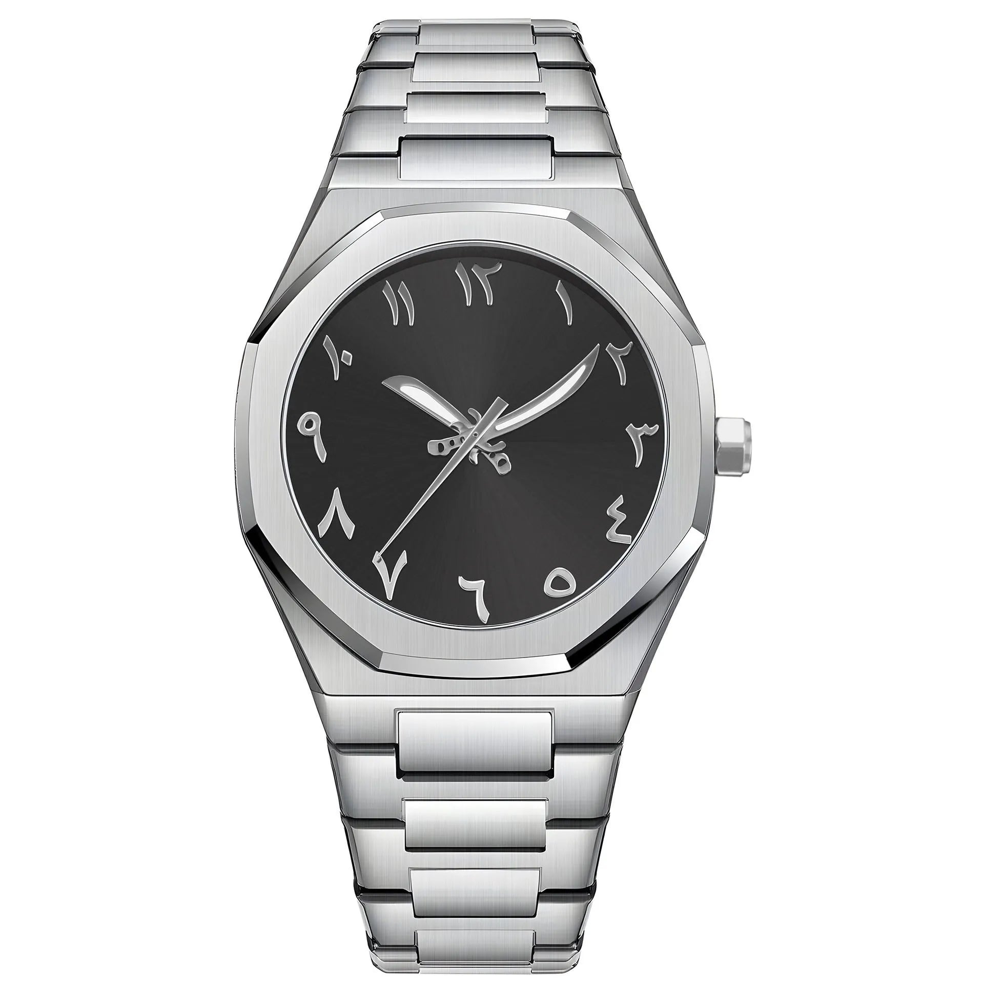Business casual men's steel belt quartz watch with slim 10mm case on wrist