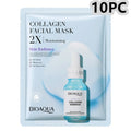 Single-use facial sheet mask with gel serum, shown in Centella, Collagen, Hyaluronic Acid or Vitamin C variants.
