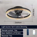 Nordic style remote control ceiling fan lamp with LED lights, 50cm diameter in gold finish