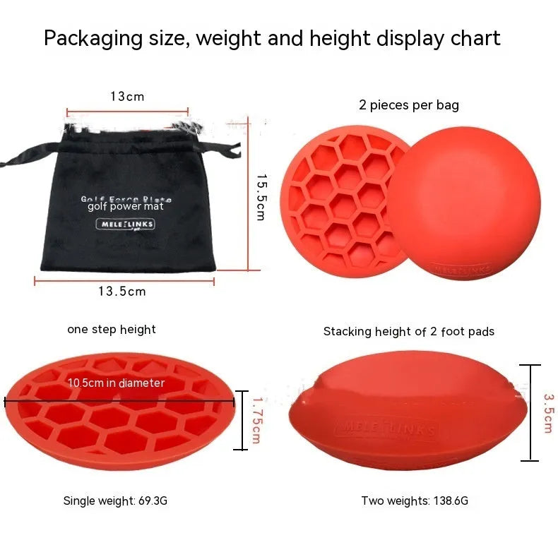 Orange natural rubber golf training mat with centre alignment marking for practice