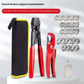 Red PEX single ear clamp set with metal construction and carbon steel cutting edge