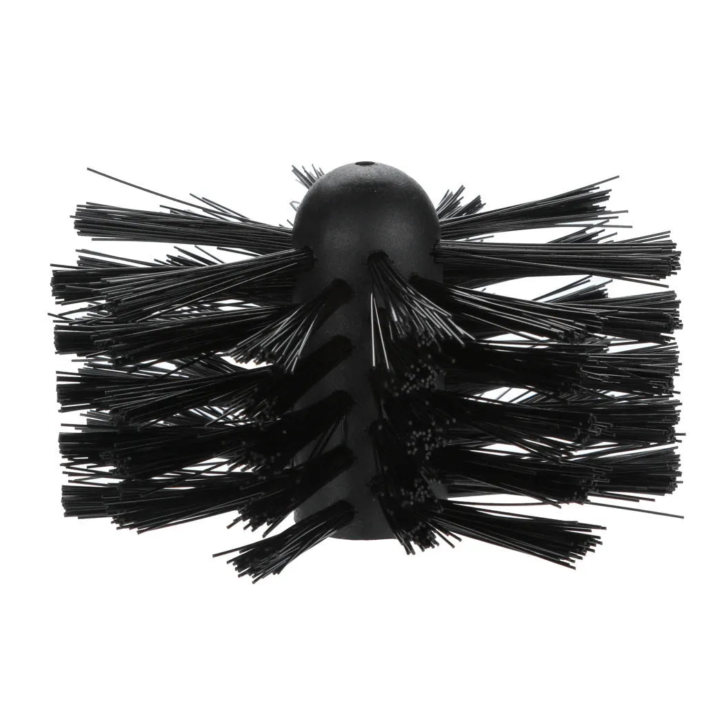 Flexible chimney cleaning brush with nylon bristles for dryer vents and range hood ducts