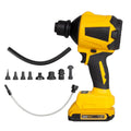 Yellow handheld lithium battery dust gun with 680W power rating for cordless cleaning and inflation
