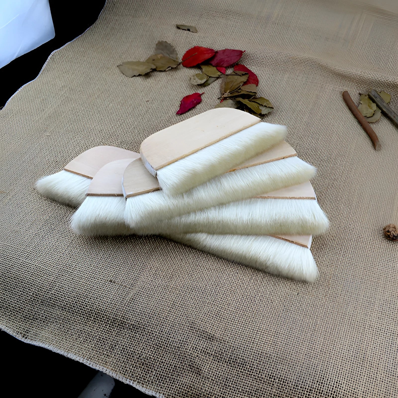 Wool art brush for mounting paste application and shading techniques in multiple sizes