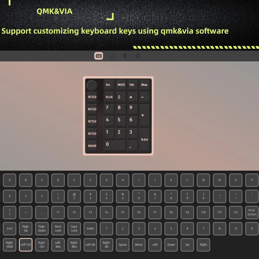 Wireless mechanical numeric keyboard in black colour with Bluetooth connectivity