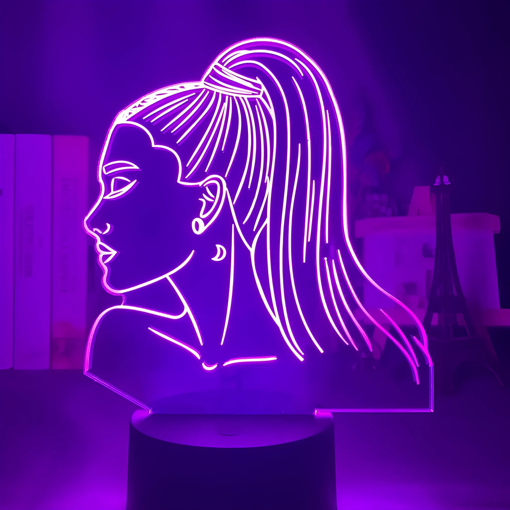 Acrylic 3D night light with European design showing dimensional lighting effects and colourful black base